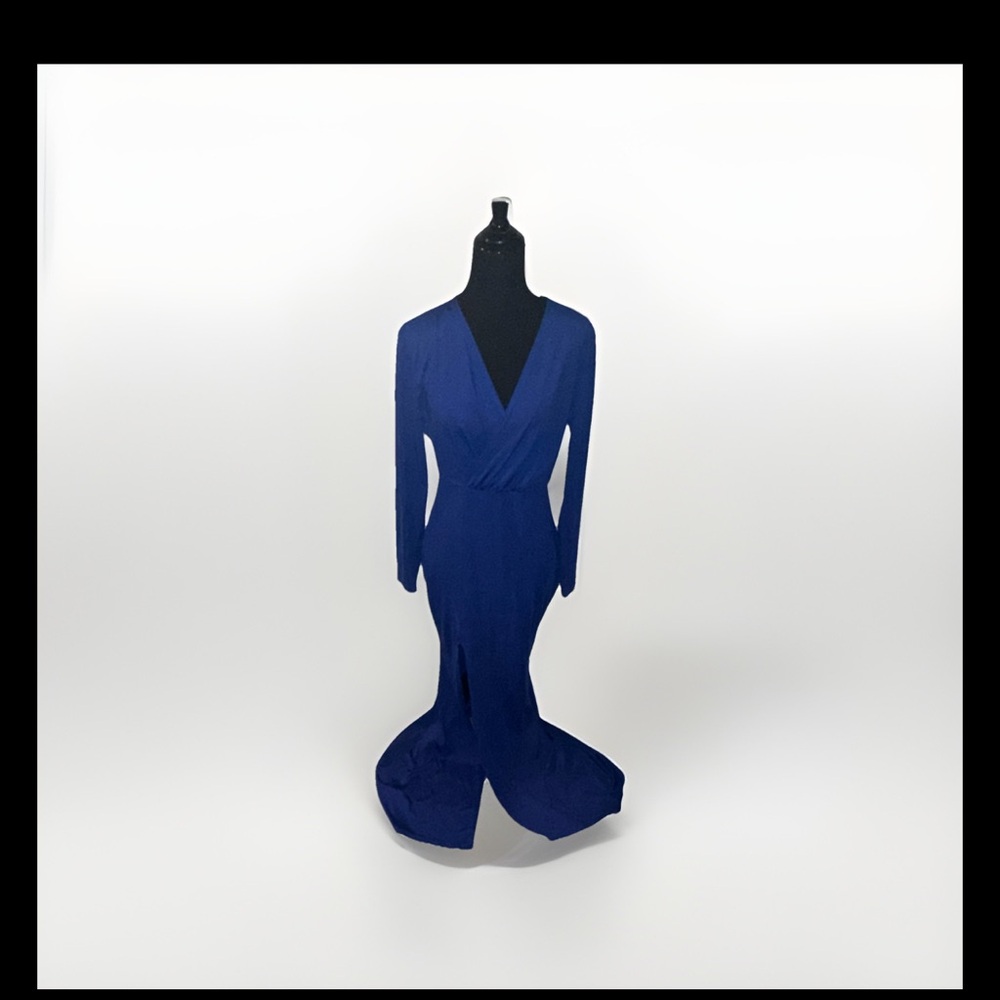 Amazon Long Sleeve Deep Blue Wrap Gown